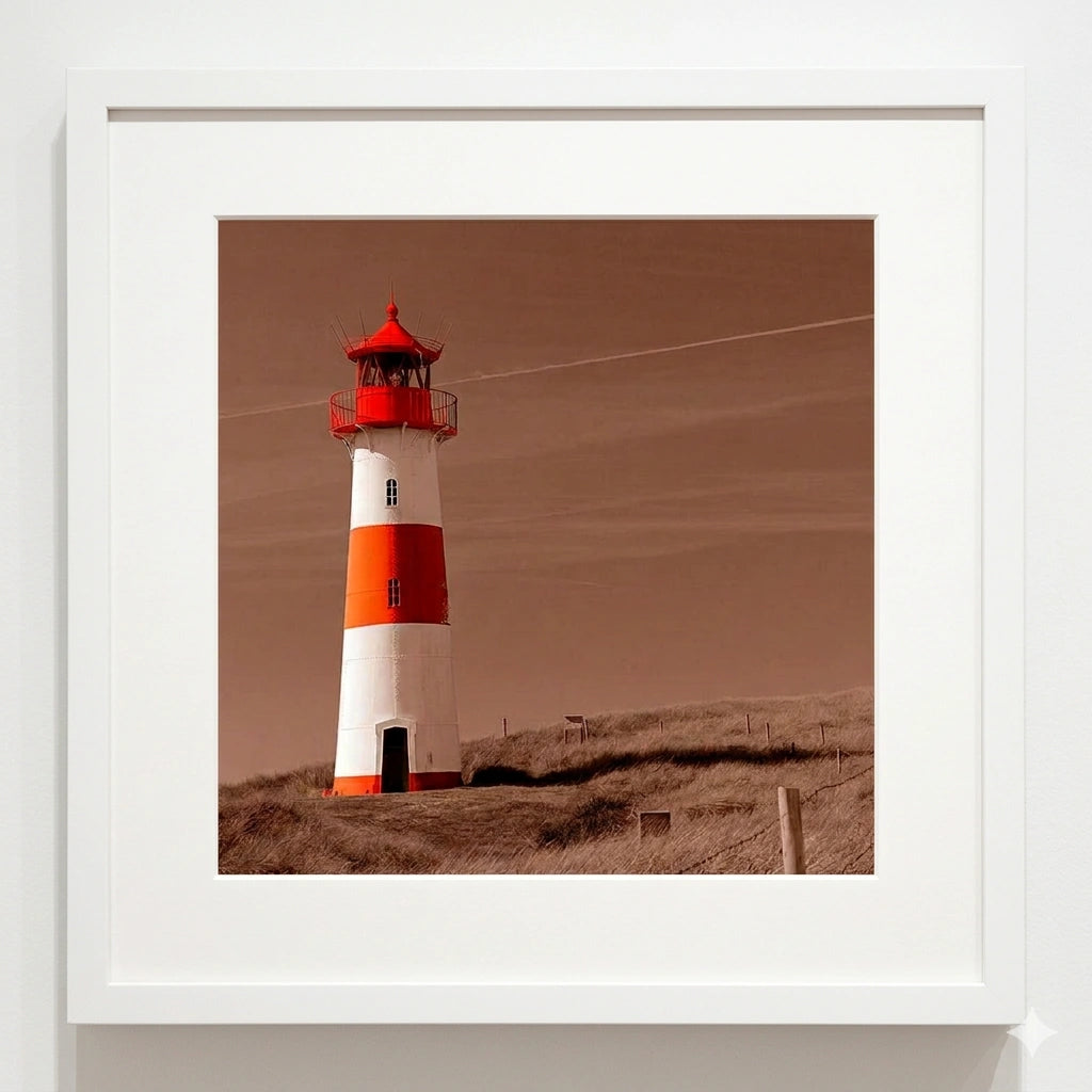 Red and White Lighthouse – White Frame