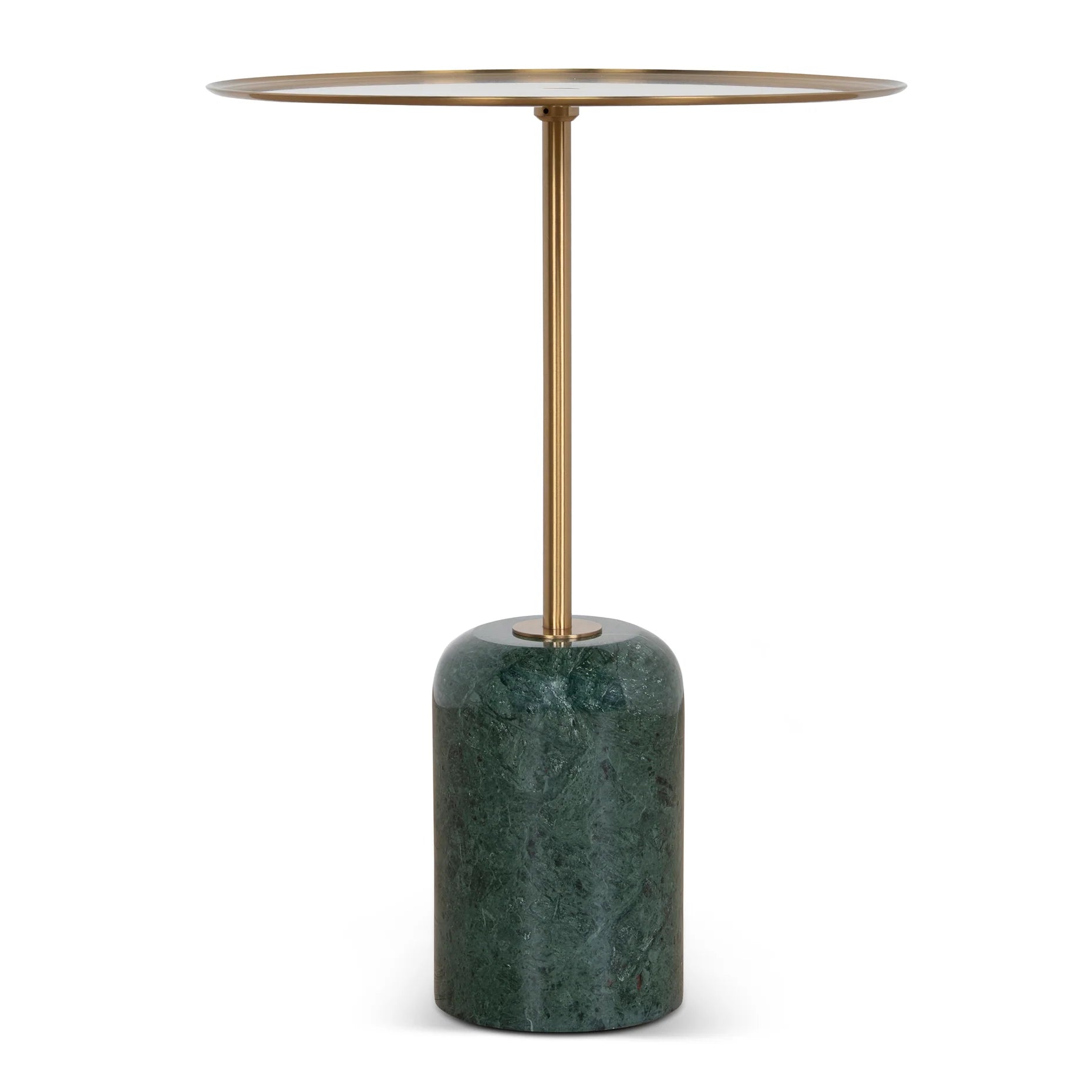 Sue Brushed Gold Side Table - Green Crystal