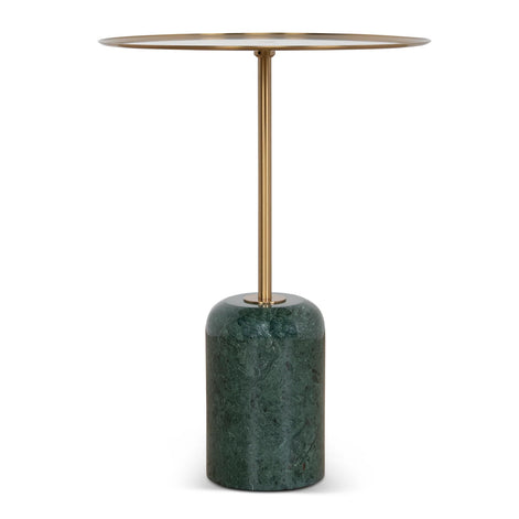 Sue Brushed Gold Side Table - Green Crystal