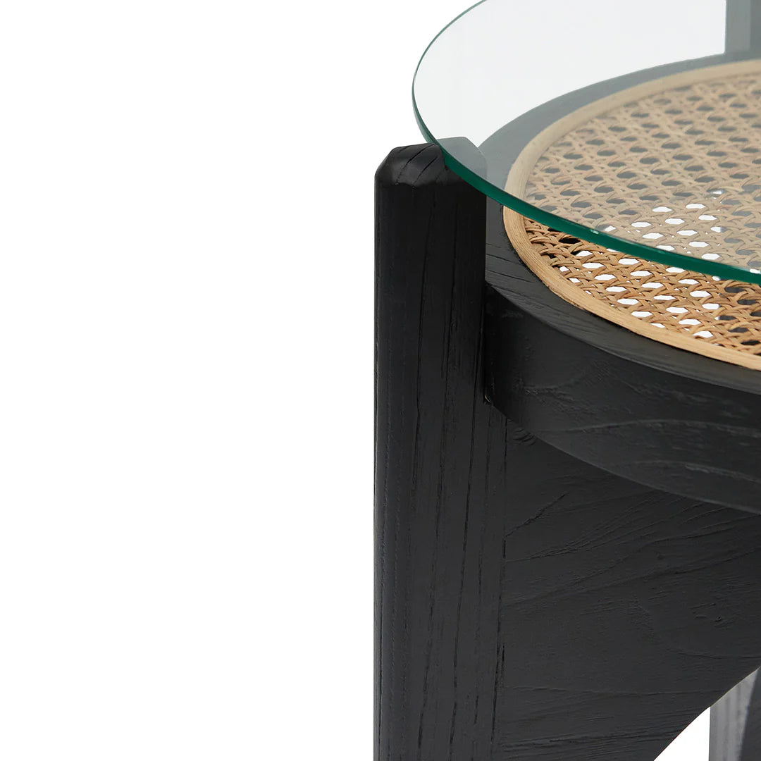 Lara Round Glass Side Table - Black