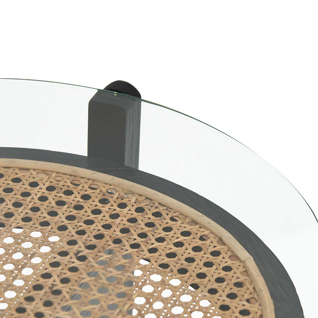 Lara Round Glass Side Table - Black