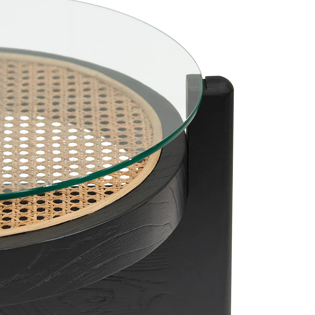 Lara Round Glass Side Table - Black
