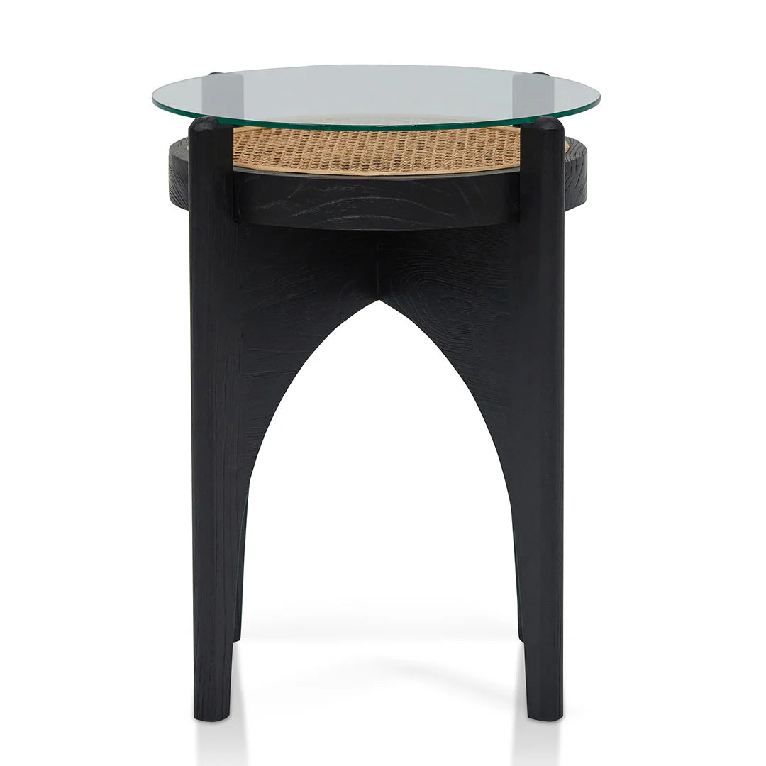 Lara Round Glass Side Table - Black