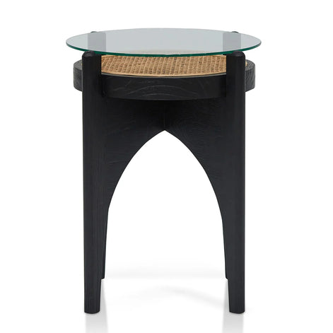 Lara Round Glass Side Table - Black