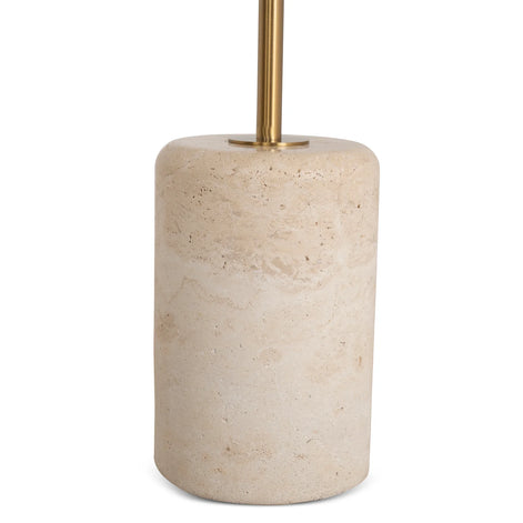 Sue Brushed Gold Side Table - Travertine