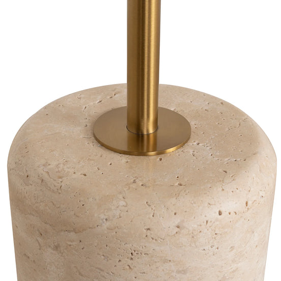 Sue Brushed Gold Side Table - Travertine