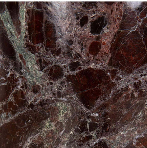 Sue Brushed Gold Side Table - Rosso Levanto Marble