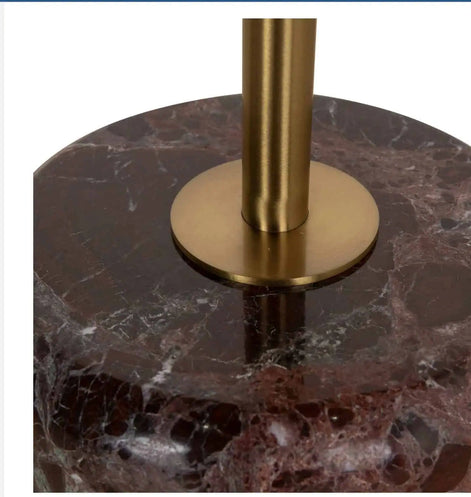 Sue Brushed Gold Side Table - Rosso Levanto Marble