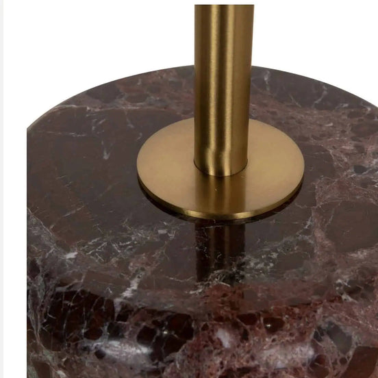 Sue Brushed Gold Side Table - Rosso Levanto Marble