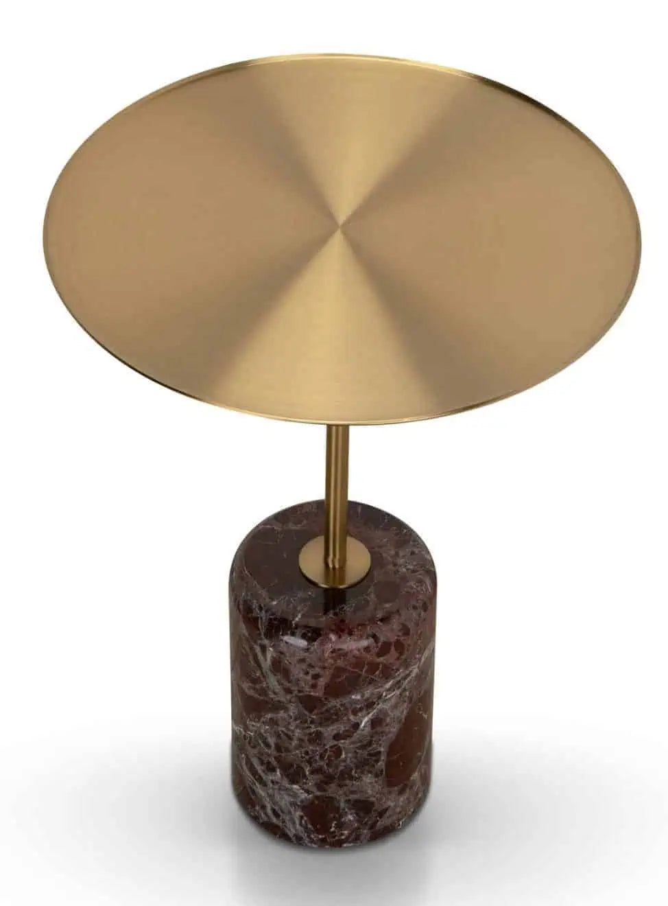 Sue Brushed Gold Side Table - Rosso Levanto Marble