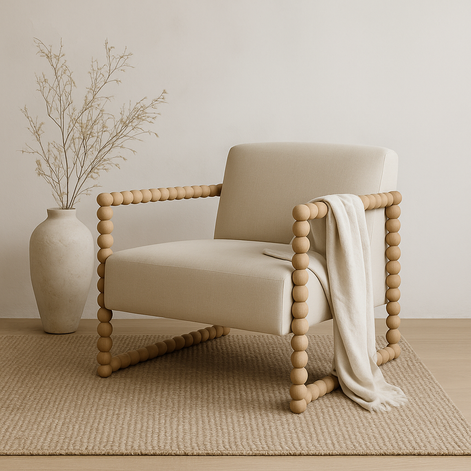 Santiago Oak Armchair - Natural/Linen