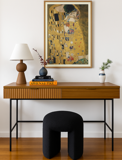 Gloria Round Ottoman - Charcoal Boucle