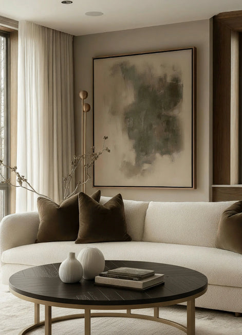 Denise Round Coffee Table - Peppercorn and Brass