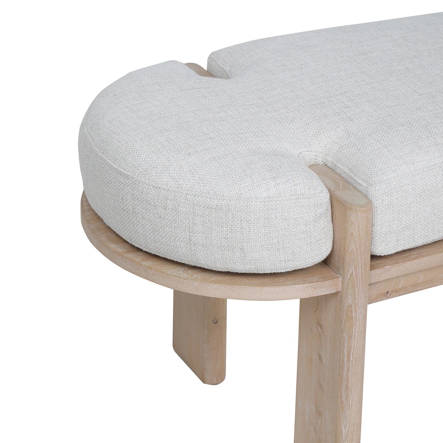 Sebastian Elm Bench in Natural Linen by Essencia Interiors premium upholstered bench seat