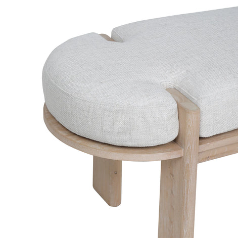 Sebastian Elm Bench in Natural Linen by Essencia Interiors premium upholstered bench seat