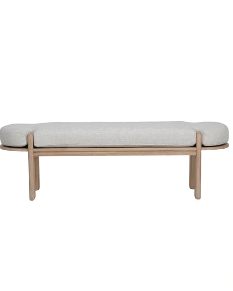 Sebastian Elm Bench in Natural Linen by Essencia Interiors premium upholstered bench seat