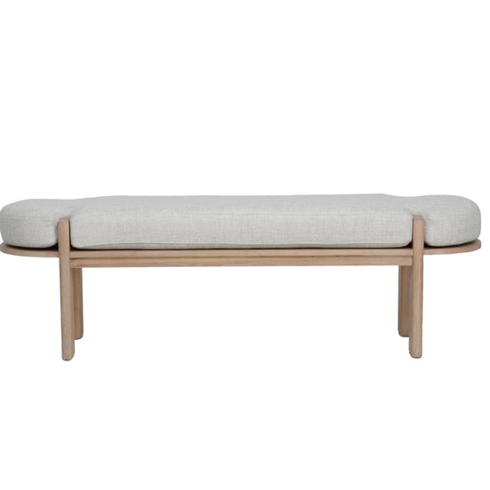 Sebastian Elm Bench in Natural Linen by Essencia Interiors premium upholstered bench seat