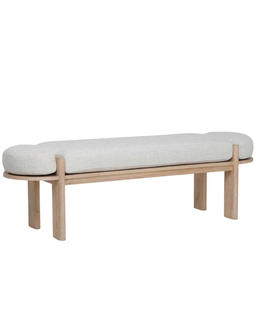 Sebastian Elm Bench in Natural Linen by Essencia Interiors premium upholstered bench seat