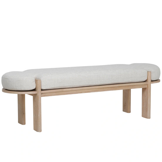 Sebastian Elm Bench in Natural Linen by Essencia Interiors premium upholstered bench seat