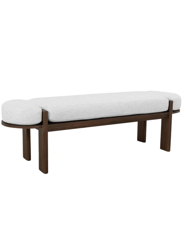 Sebastian Elm Bench -  Walnut/Natural Linen
