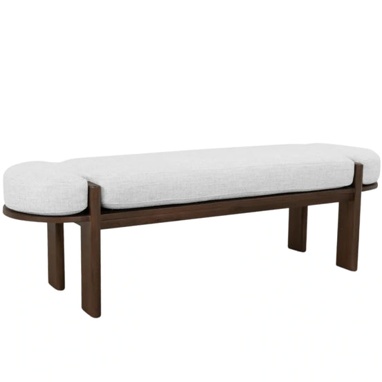 Sebastian Elm Bench -  Walnut/Natural Linen