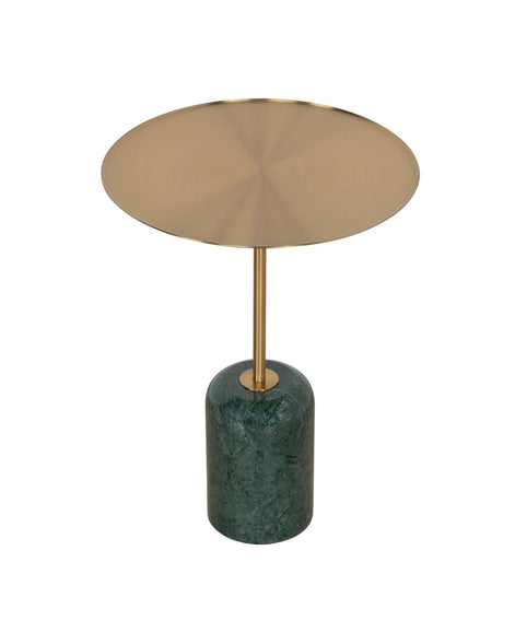 Sue Brushed Gold Side Table - Green Crystal
