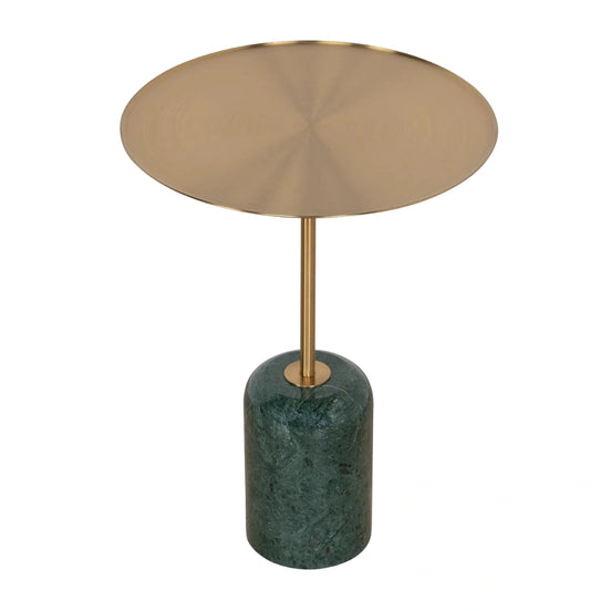 Sue Brushed Gold Side Table - Green Crystal