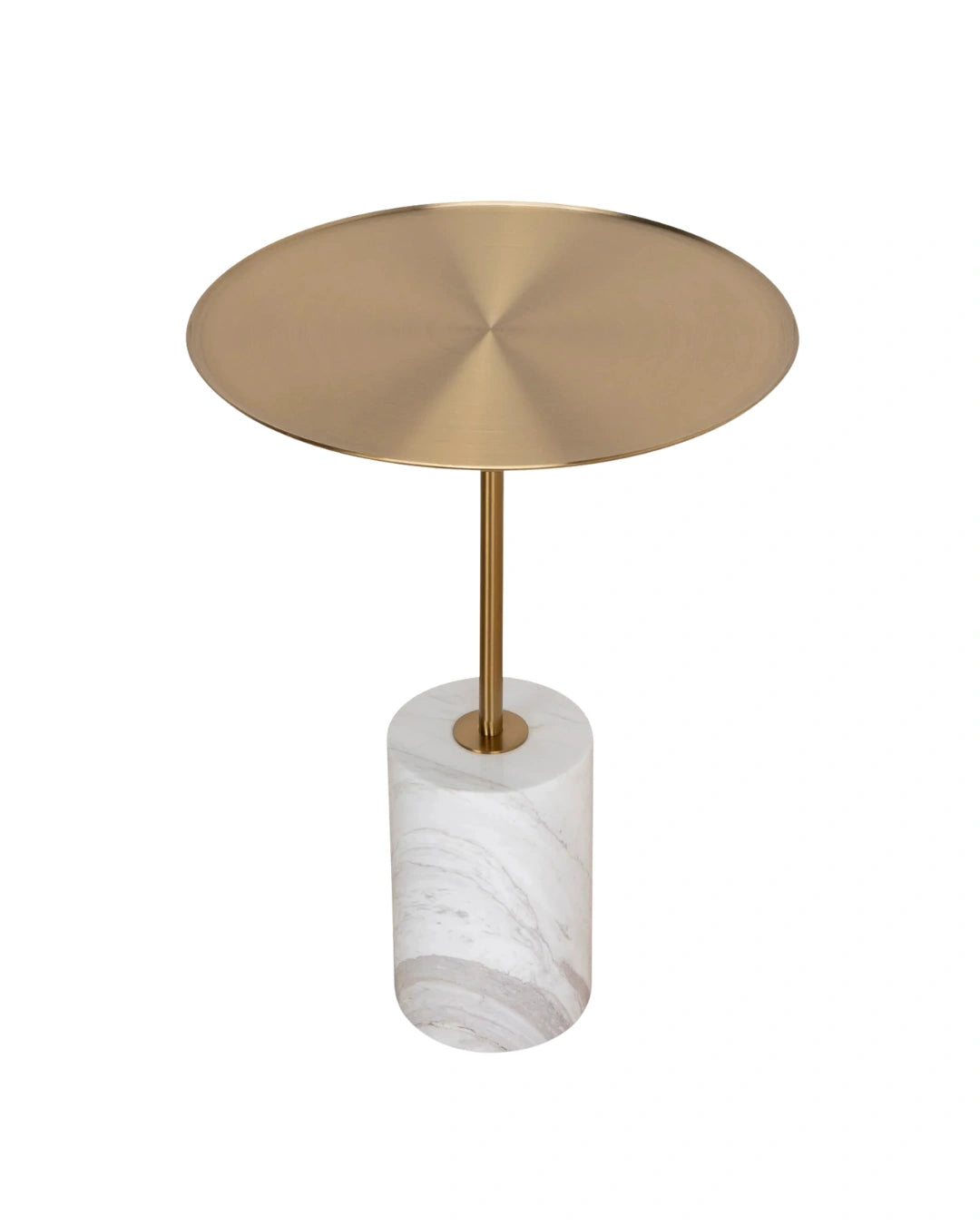 Sue Brushed Gold Side Table - Carrara Marble