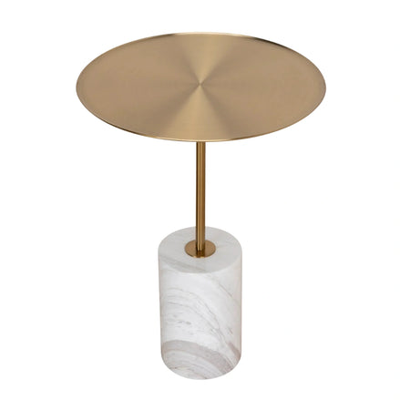 Sue Brushed Gold Side Table - Carrara Marble