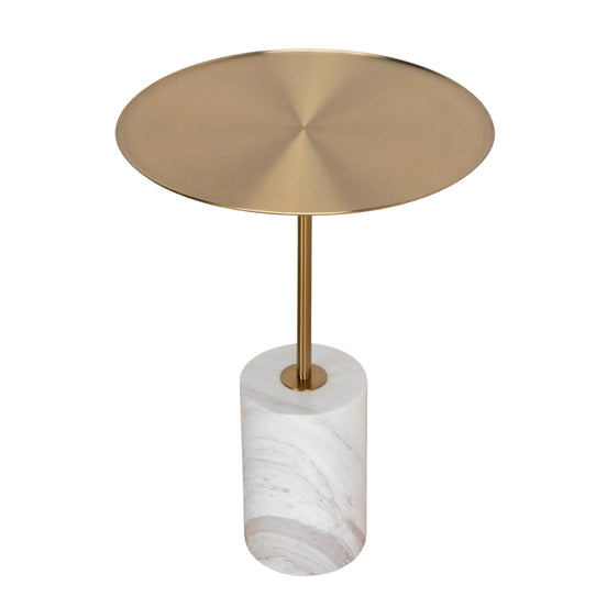 Sue Brushed Gold Side Table - Carrara Marble