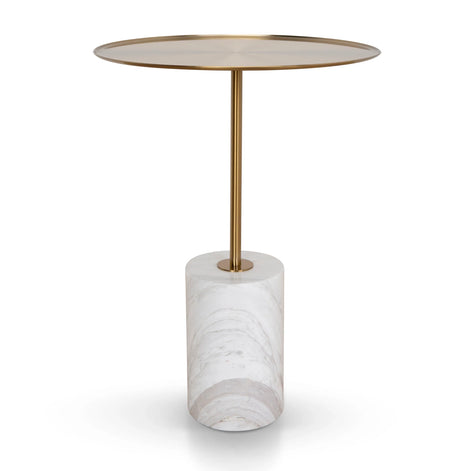 Sue Brushed Gold Side Table - Carrara Marble