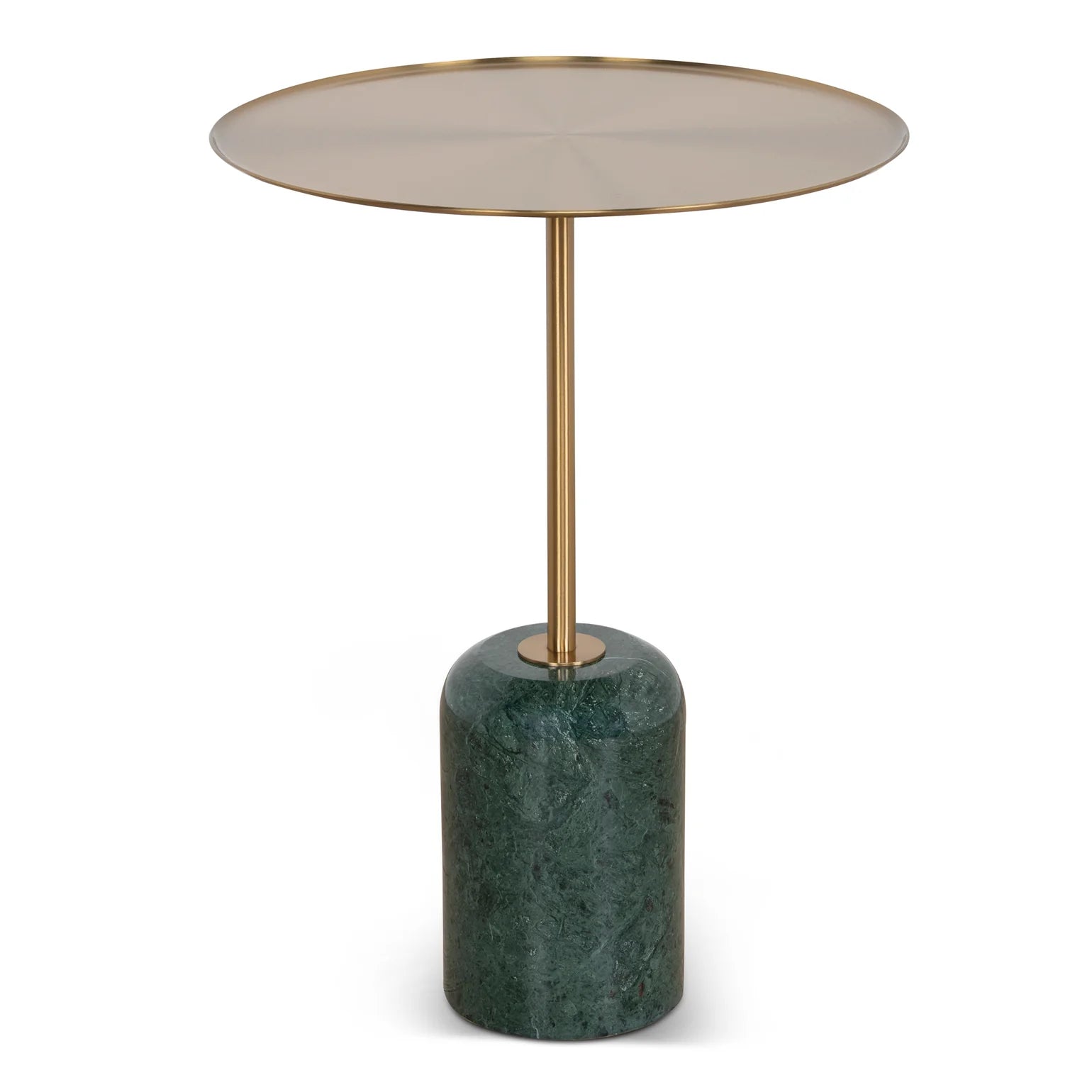 Sue Brushed Gold Side Table - Green Crystal