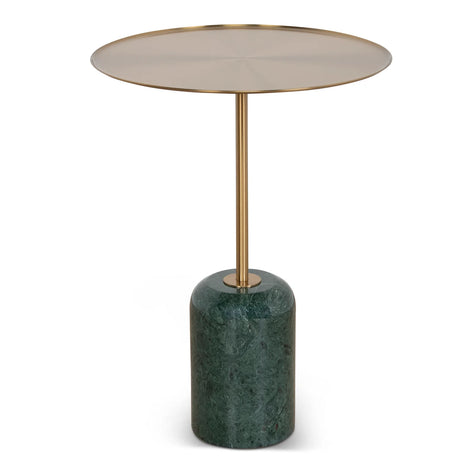 Sue Brushed Gold Side Table - Green Crystal