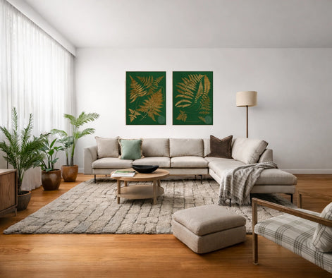 Gilded Ferns II – Natural Canvas