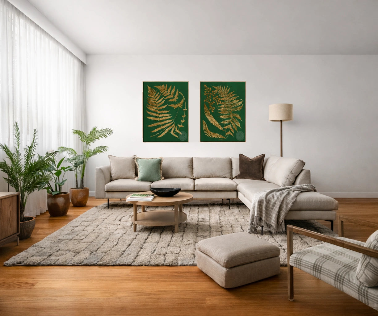Gilded Ferns I – Natural Canvas