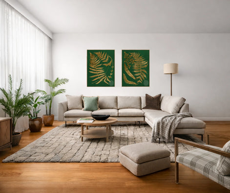 Gilded Ferns I – Natural Canvas