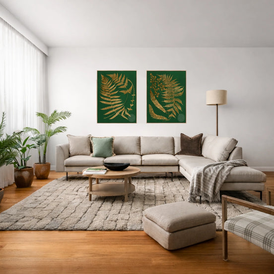Gilded Ferns IV – Natural Canvas