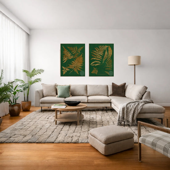 Gilded Ferns III – Natural Canvas