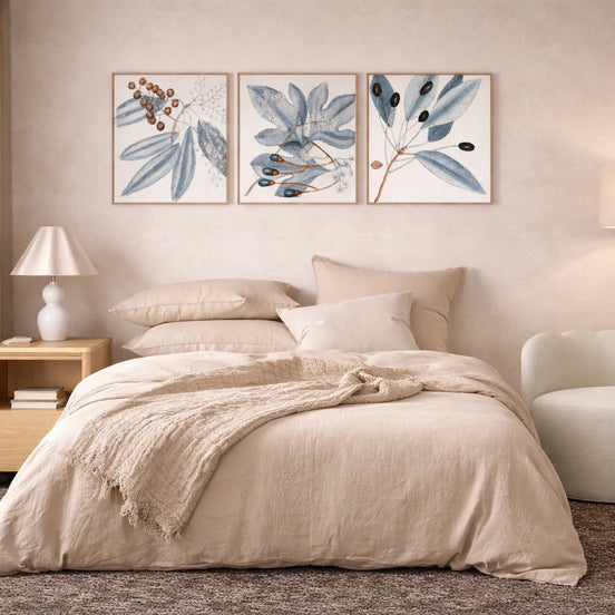 Vintage Blue Botanical IV - Natural Canvas
