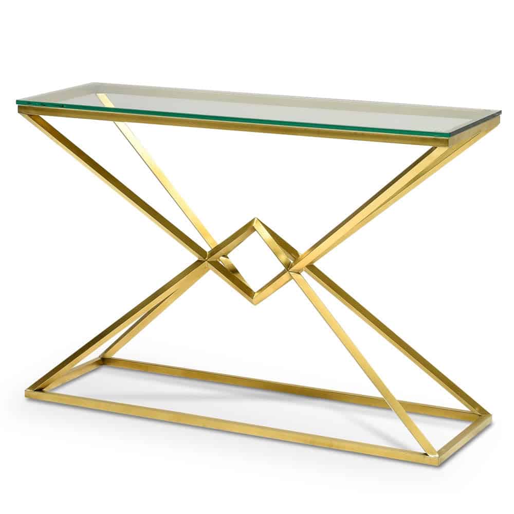 NUBIA Glass and Gold Console Table - 1.2m