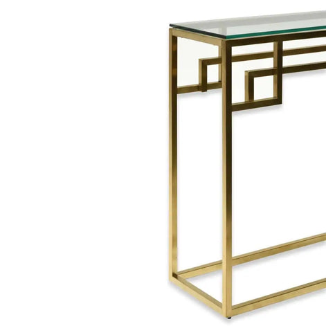 Ambrose Glass Top Console Table with Gold Base