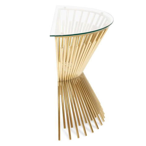 Starburst Glass and Gold Half-moon Console Table