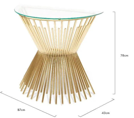 Starburst Glass and Gold Half-moon Console Table