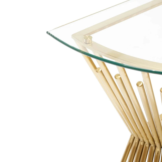 Starburst Glass and Gold Half-moon Console Table