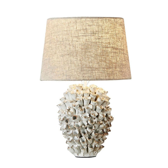 LONODOLOZI Ceramic Lamp with Linen Shade Cream