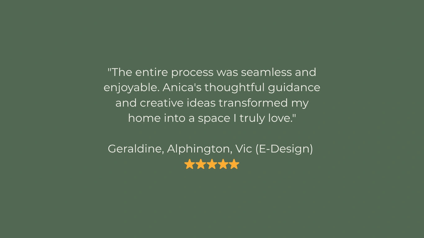 Five star review edesign client Alphington, Victoria she truly loves her new home
