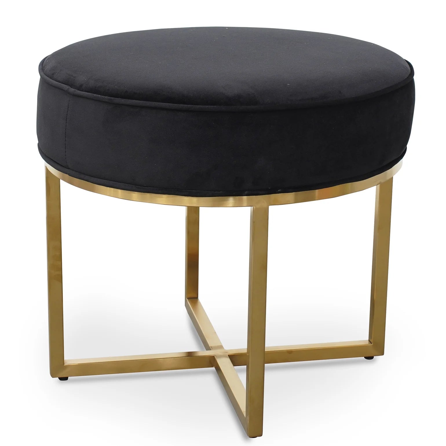 Louise Ottoman Black Velvet - Brushed Gold Base