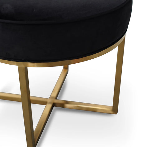 Louise Ottoman Black Velvet - Brushed Gold Base