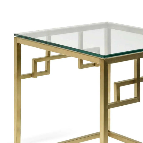 Ambrose Glass Top Side Table - Gold Base