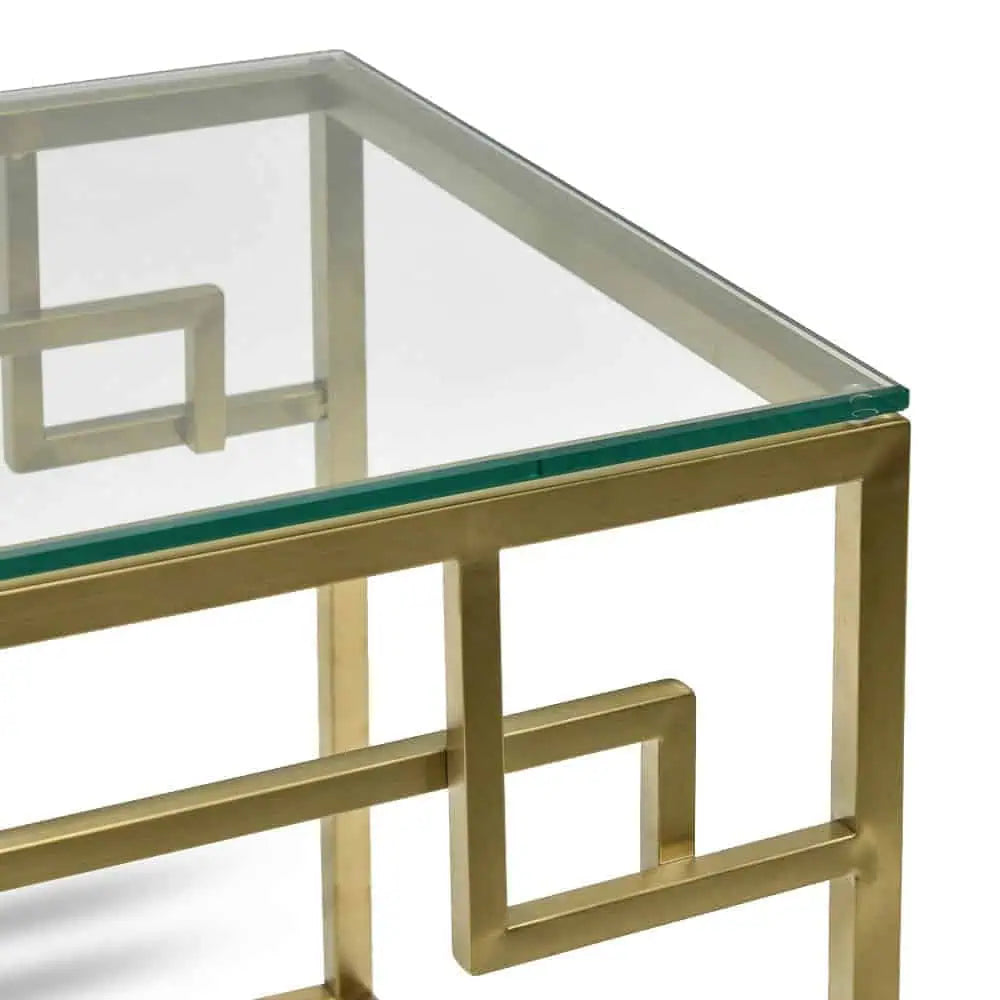Ambrose Glass Top Side Table - Gold Base